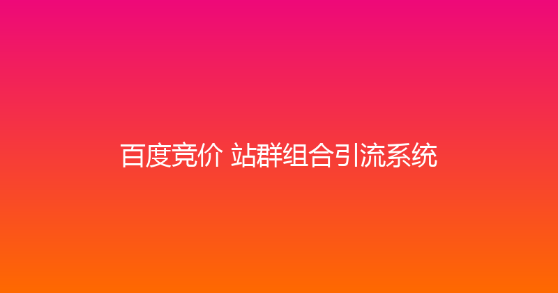 百度竞价+站群组合引流系统 封面图
