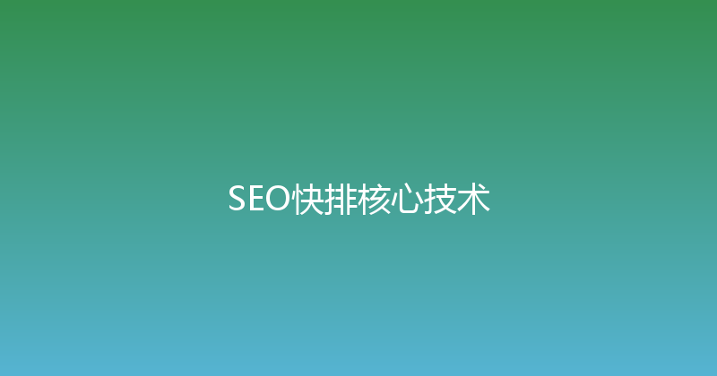 SEO快排核心技术 封面图