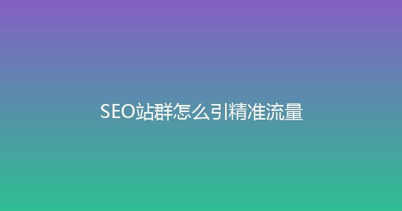 SEO站群怎么引精准流量 封面图